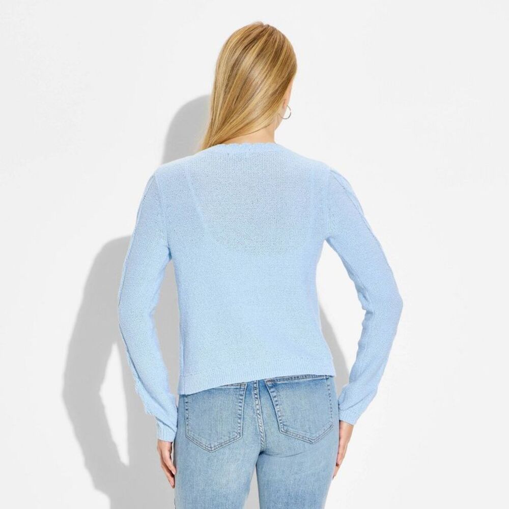 Open Box - Wild Fable - Women's Heart Cable Cardigan - Wild Fable Light Bl Blue - Picture 3 of 3